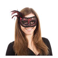 Red Black Thread Lace Eye Mask