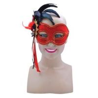 Red Eye Mask With Black Feather