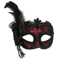 Red Eye Mask With Side Feather