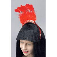 red feather sequin headpiece