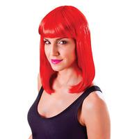 Red Ladies Chic Doll Wig With Fringe