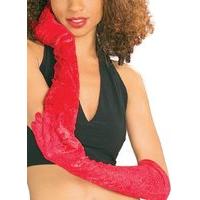 Red Ladies Long Velvet Gloves