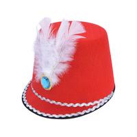 Red Ladies Majorette Hat With Feather