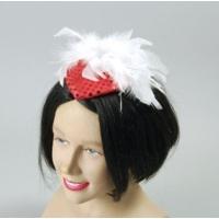 Red Ladies Sequin Hat With Feather