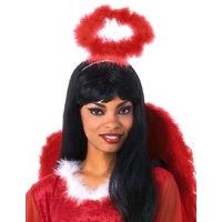 red marabou halo angel fairy fancy dress accessory