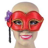 Red Satin Eye Mask With Flower