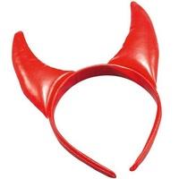 Red Vinyl Devil Horns On Headband