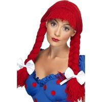 Red Smiffy\'s Rag Doll Wig With Fringe & Bows