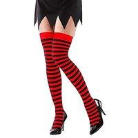 Red - Black Striped Over The Knee Socks - 70 Den Accessory For Lingerie Fancy