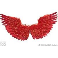 Red Feathered Wings Withgold Glitter 86x42cm Accessory For Fancy Dress