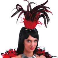 Red & Black Feathered Head Piece