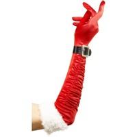Red Ladies Long Santa Gloves With Belt