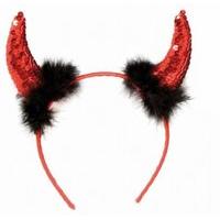 Red Sequin Devil Horns Accessory For Halloween Lucifer Satan Fancy Dress