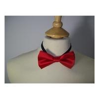 red satin bow tie