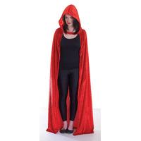 Red Adult\'s Velvet Hooded Cloak