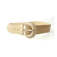 Reiss Light Brown Leather Size M/L Faux Snakeskin Retro Inspired Buckle Belt