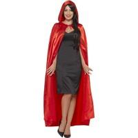 red ladies satin hooded cape