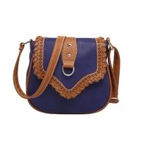 Retro Women Crossbody Bags PU Leather Woven Splice Shoulder Messenger Bag Small Handbag Satchel Tote