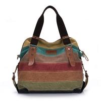 Retro Canvas Color Block Casual Totes for Women