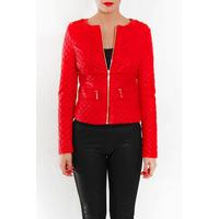 Red Quilted Biker Jacket