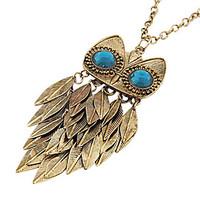 Retro Leaves Owl Sweater Chain Necklace Christmas Gifts
