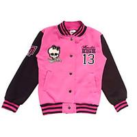 Retailed Kid Girl Monster High Skull Printed Spring Autumn Pink Coat /Jacket Outer Wear For SZ 6~10Years