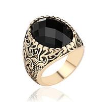 Retro Gemstone Ring For Women Gold Silver Exaggerated Female Men Jewelry