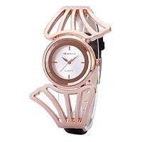 rebirth womens simple fashion case pu leather strap quartz wrist watch ...