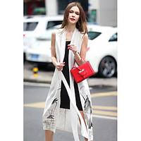 REVIENNE BAY Women\'s Going out Casual/Daily Cute Chinoiserie Loose DressPrint Asymmetrical Midi Sleeveless Silk Linen Spring Summer Mid Rise Inelastic