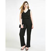 Really Love Women\'s High Rise Work Party Going out Casual/Daily Club Holiday Jumpsuits, Sexy Vintage Simple Straight Slim Pure Color Solid All Seasons
