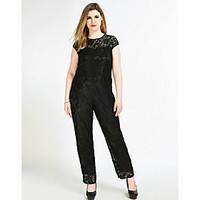 Really Love Women\'s High Rise Work Party Going out Casual/Daily Club Holiday Jumpsuits, Sexy Vintage Cute Straight Knitting Lace Solid All Seasons