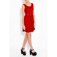 Red Berry Lace Skater Dress