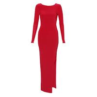 Red Side Split Maxi Dress