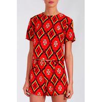 red tribal pattern co ord top