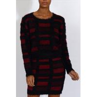 Red And Black Fluffy Check Jumper