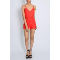 Red Lace Playsuit