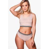 Renee Rib Trim Bra and Knicker Set - stone