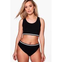 Renee Rib Trim Bra and Knicker Set - black