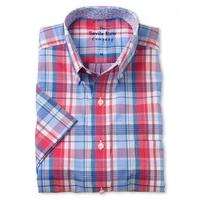 red blue check buttondown collar short sleeve shirt xxl savile row