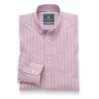 Red Bengal Stripe Button Down Collar Cotton Shirt