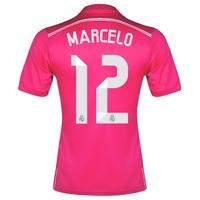 Real Madrid Away FIFA World Champions 2014 Shirt Pink with Marcelo 12, Pink