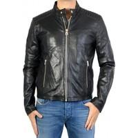 redskins blouson cuir clark biber black mens leather jacket in black