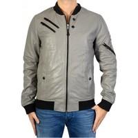 redskins blouson cuir costa palerme grey mens leather jacket in grey