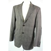 Remus Uomo - Size: Medium (40 chest, reg length) - Light Brown & Orange Check - Casual/Stylish Designer Ragged Edged Jacket.