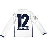 real madrid home shirt 2016 17 kids long sleeve with champions 12 whit ...