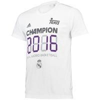 Real Madrid Basketball La Liga Winners T-Shirt 2016 - White, White