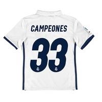 real madrid home shirt 2016 17 kids with campeones 33 printing white