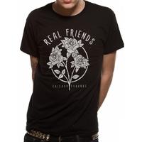 real friends flowers mens small t shirt black