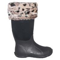 Requisite Snow Leopard Faux Fur Boot Toppers One Size
