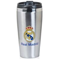 Real Madrid Crest Travel Mug - Silver, Silver
